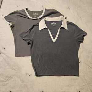 Hollister Gray and White Polo Set